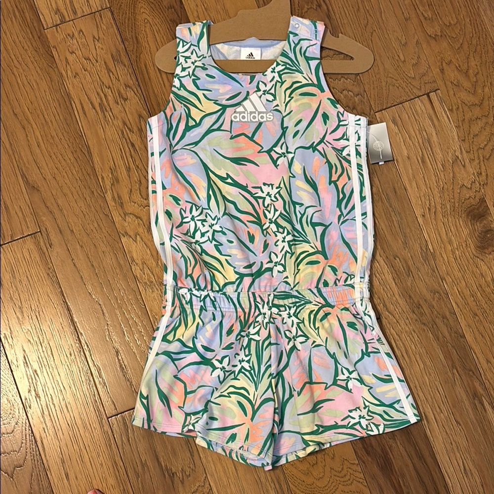 Adidas Pink and Green Tropical Jumpsuit